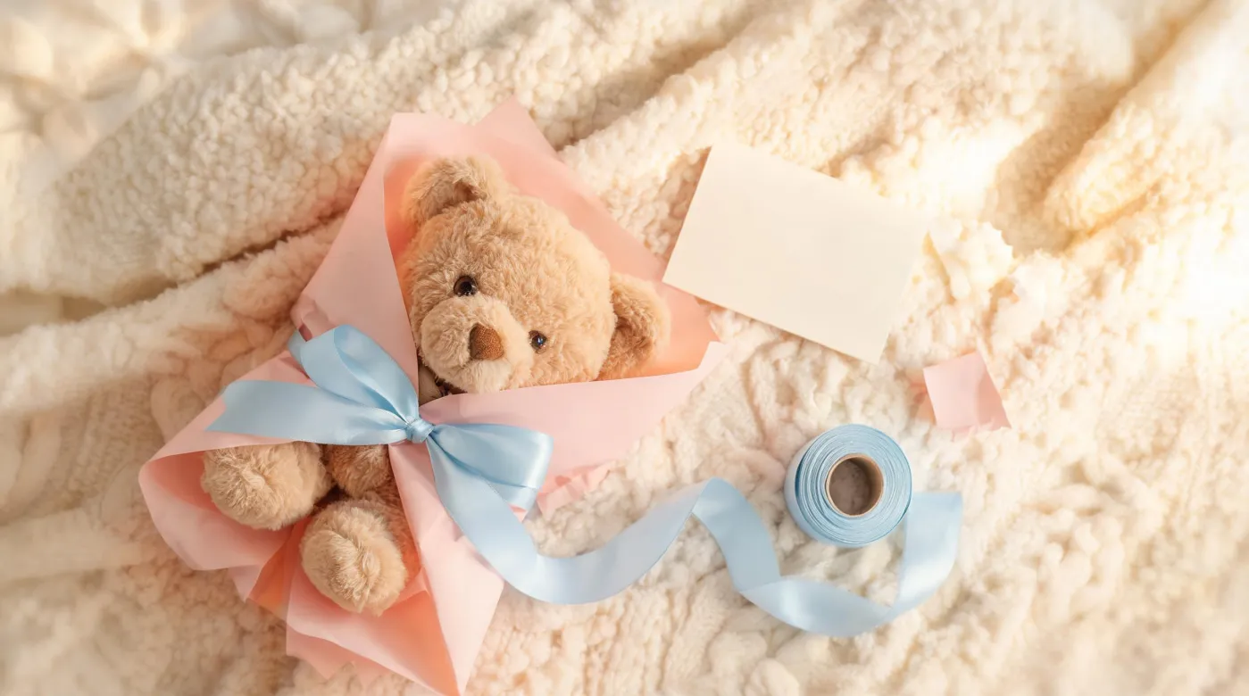 Steiff plush gift wrapping background